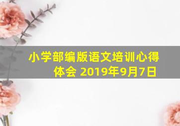 小学部编版语文培训心得体会 2019年9月7日